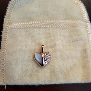 Special Valentine's Promotion!!!Diamond heart pendant with Mother of Pearl inlay